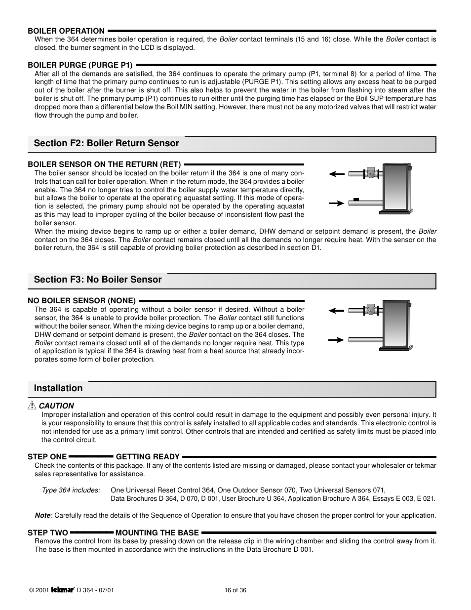 Installation | tekmar 364 Universal Reset Control Installation User Manual | Page 16 / 36