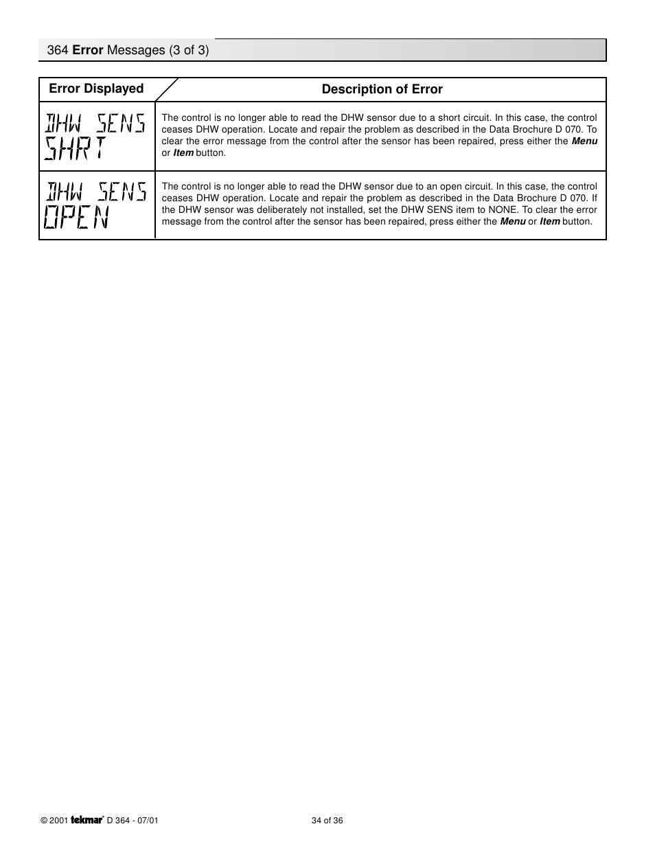 tekmar 364 Universal Reset Control Installation User Manual | Page 34 / 36