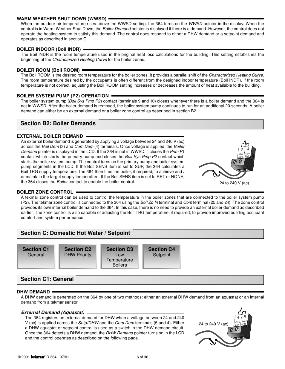 Domestic hot water / setpoint | tekmar 364 Universal Reset Control Installation User Manual | Page 6 / 36