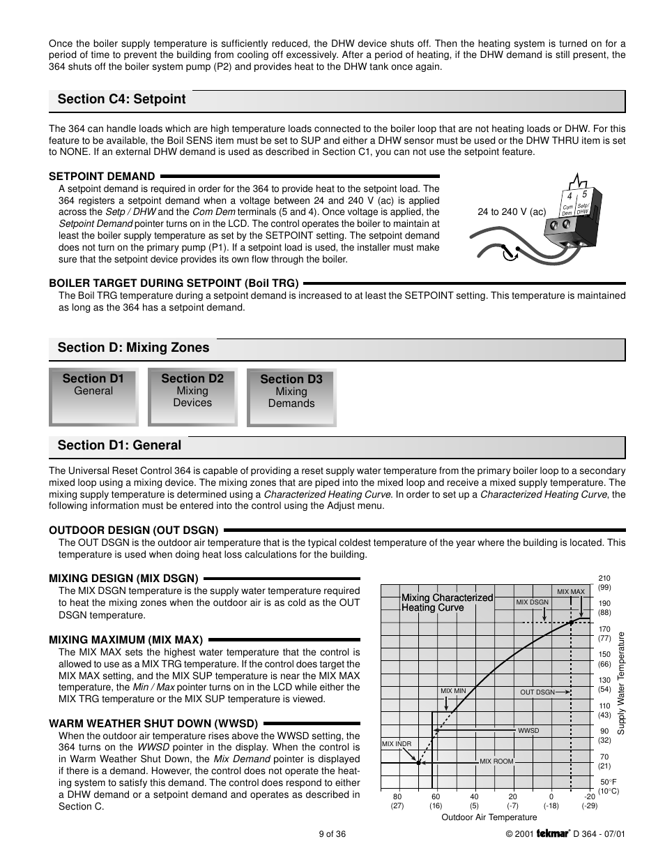 Mixing zones | tekmar 364 Universal Reset Control Installation User Manual | Page 9 / 36