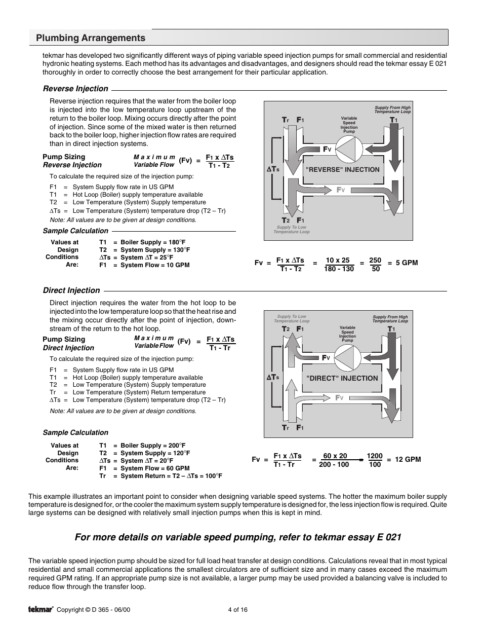 Plumbing arrangements | tekmar 365 Mixing Control User Manual | Page 4 / 16
