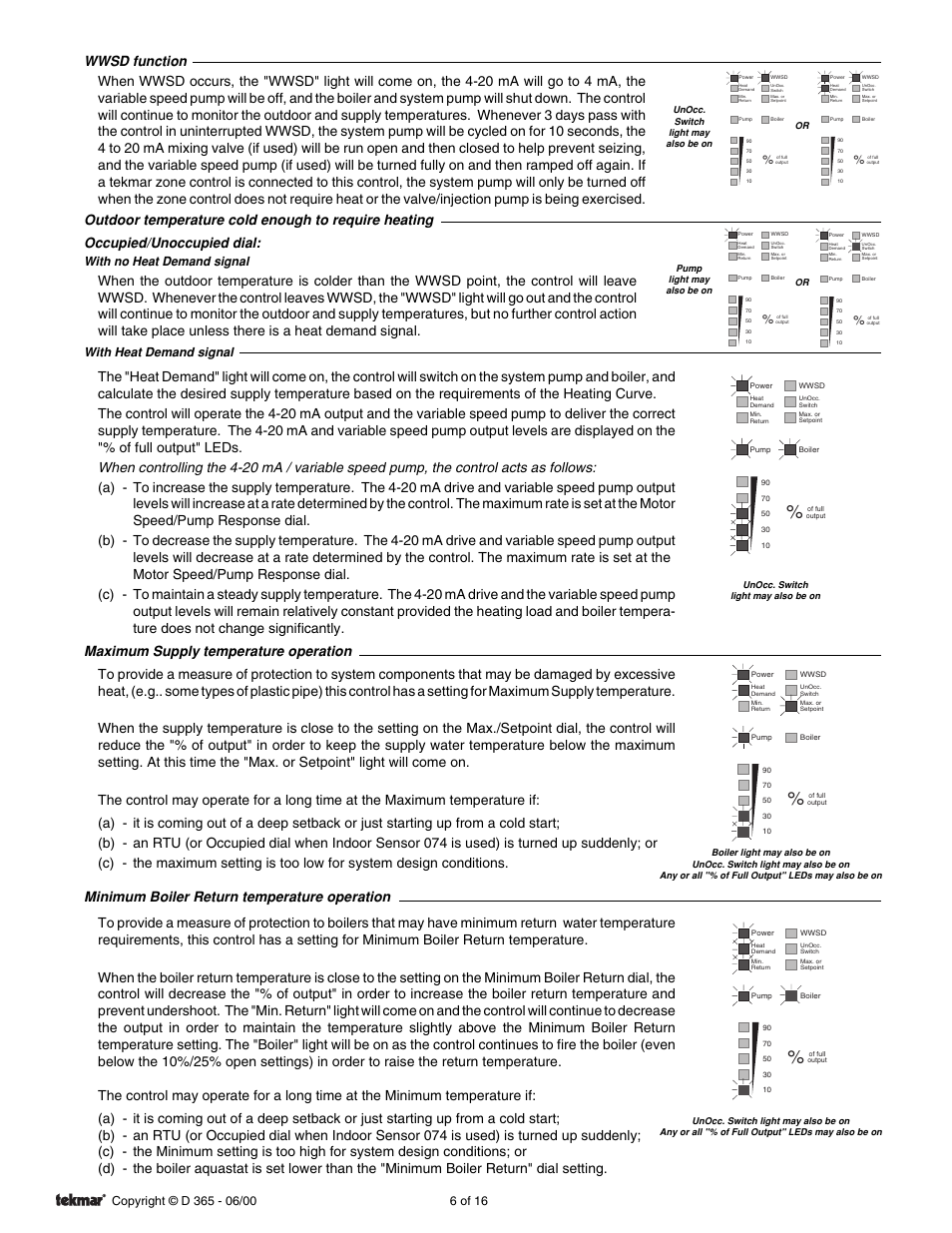 With heat demand signal, With no heat demand signal | tekmar 365 Mixing Control User Manual | Page 6 / 16