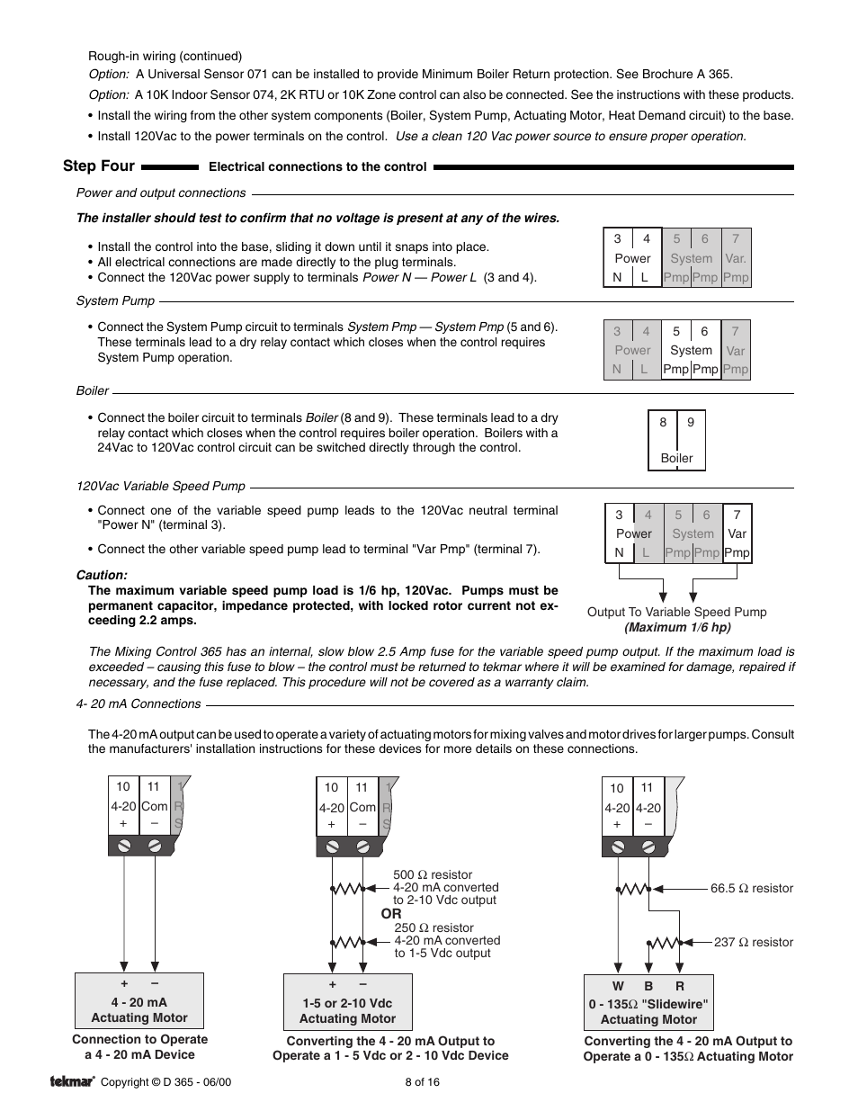tekmar 365 Mixing Control User Manual | Page 8 / 16