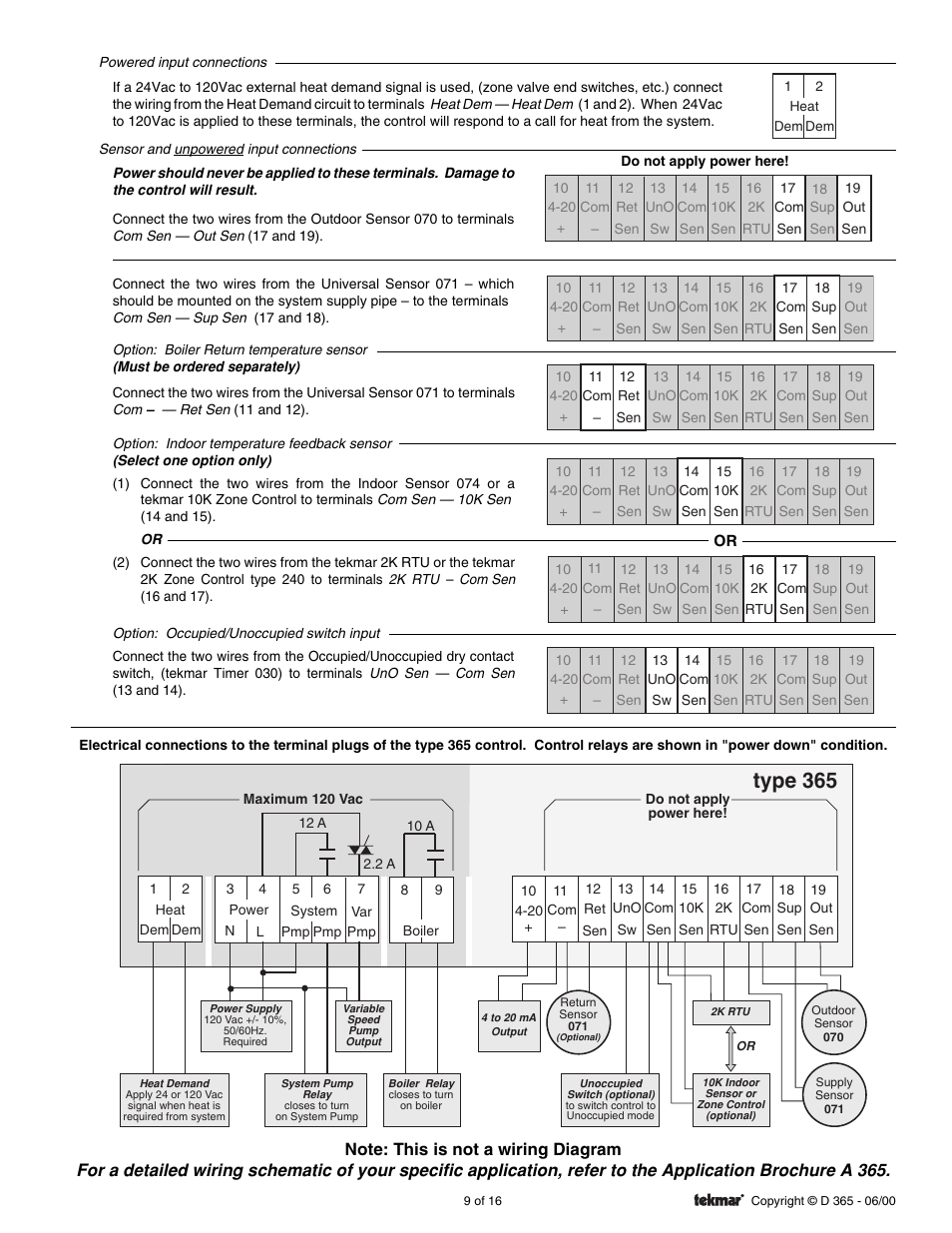 Type 365 | tekmar 365 Mixing Control User Manual | Page 9 / 16