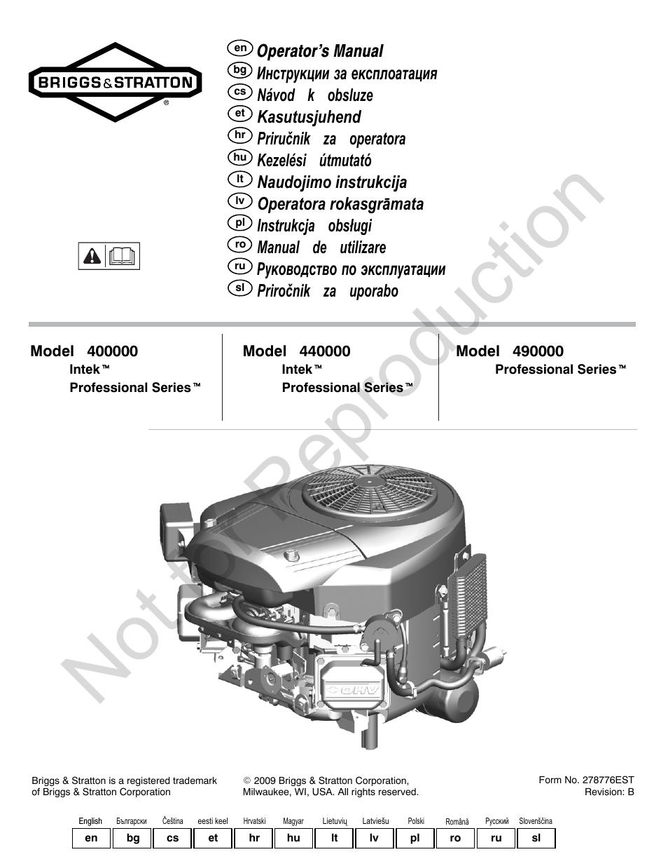 Briggs & Stratton 400000 User Manual | 92 pages