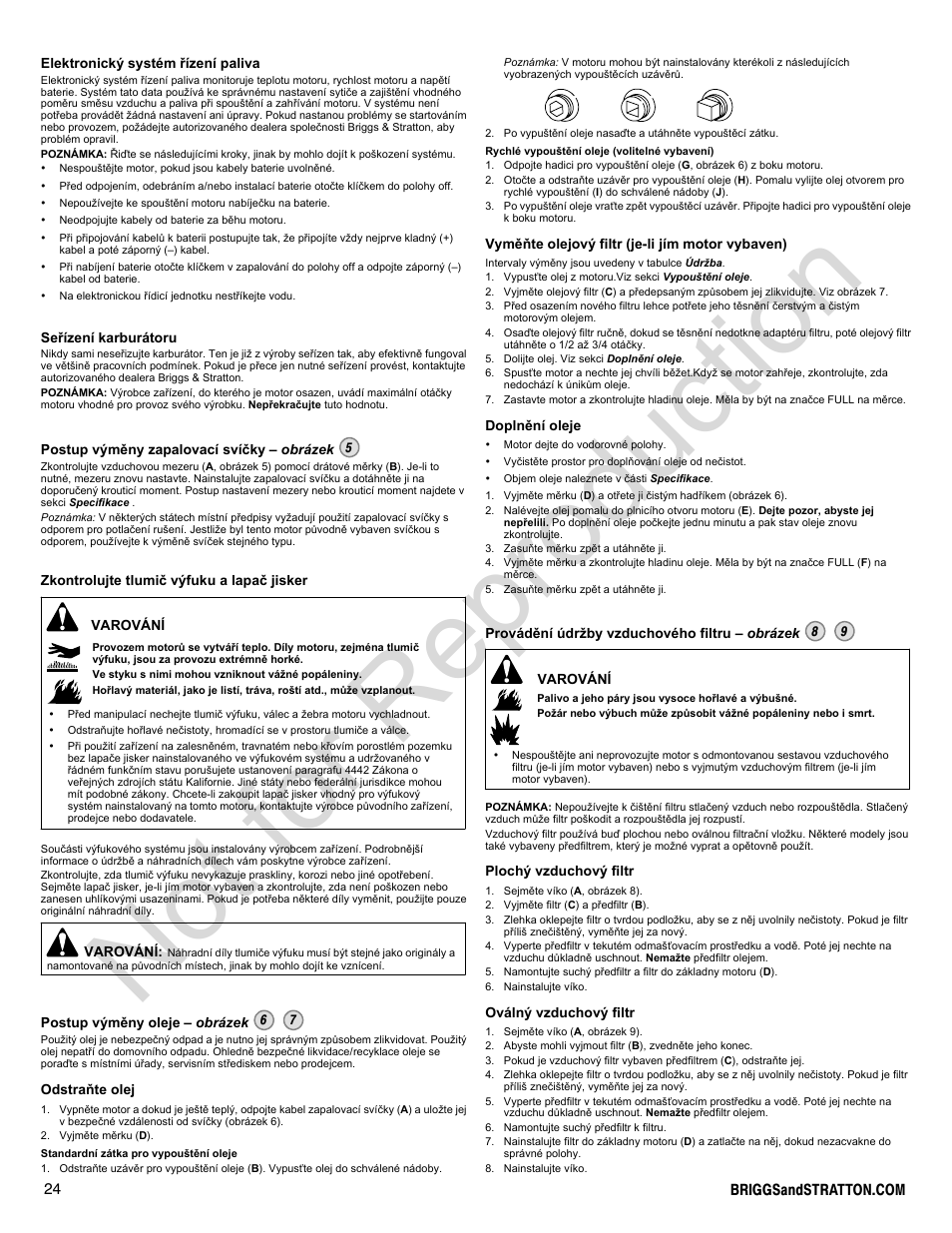 Not for reproduction | Briggs & Stratton 400000 User Manual | Page 24 / 92