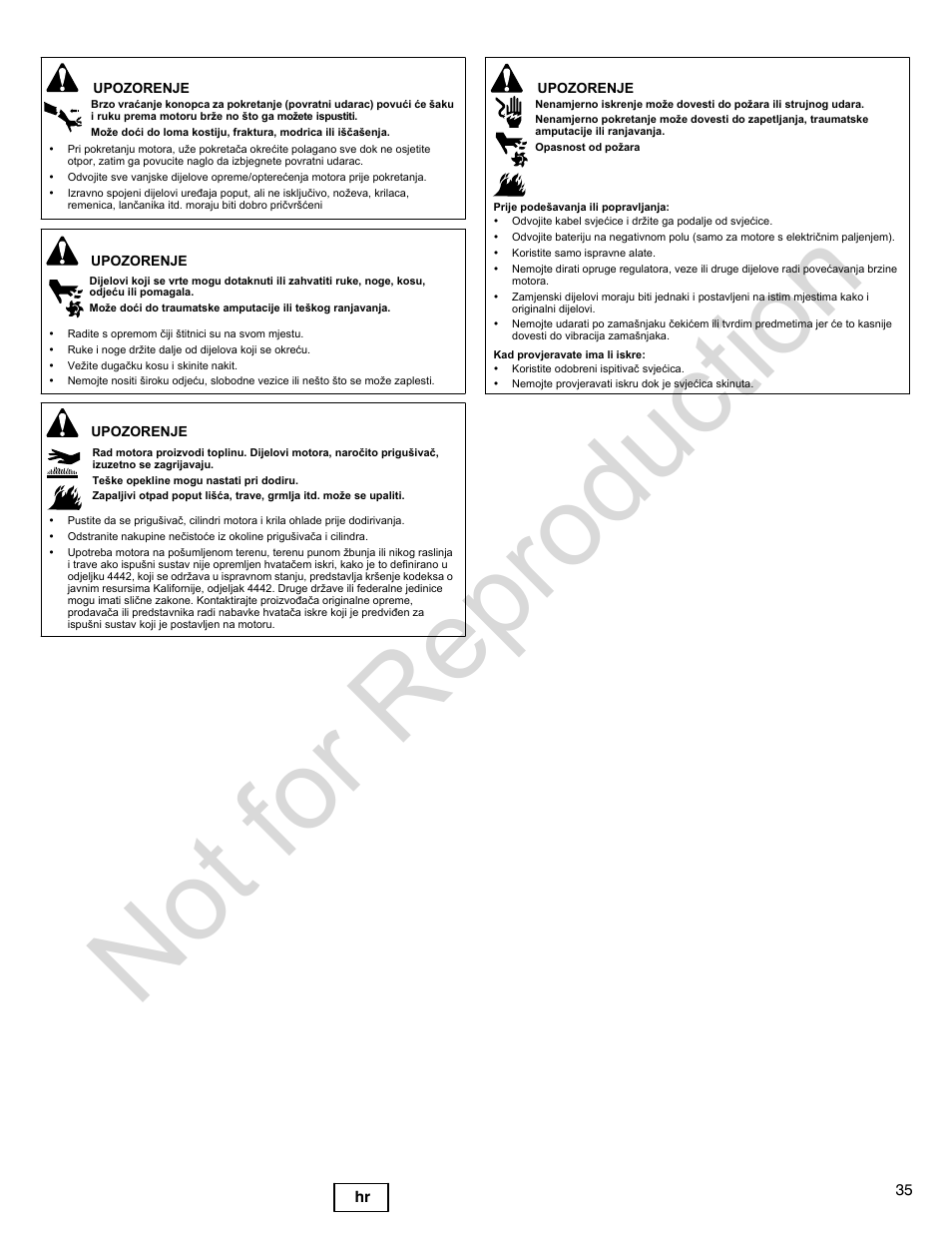 Not for reproduction | Briggs & Stratton 400000 User Manual | Page 35 / 92