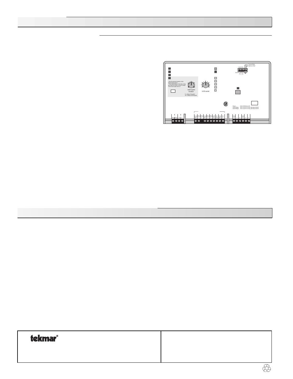 Technical data, Zone control 368 one & two stage, Timer | Unocc. duration, Unoccupied | tekmar 368 Zone Control User Manual | Page 12 / 12