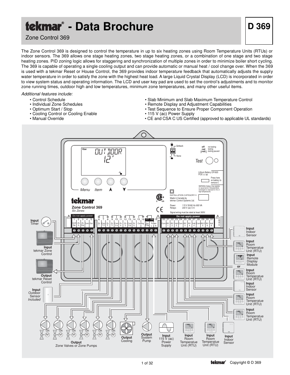 tekmar 369 Zone Control Installation User Manual | 32 pages