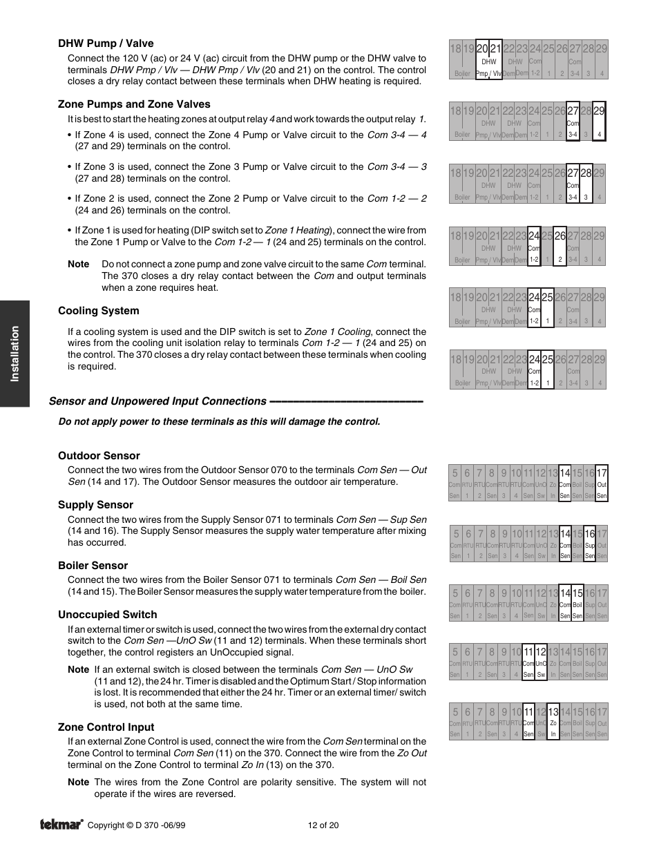 tekmar 370 House Control User Manual | Page 12 / 20