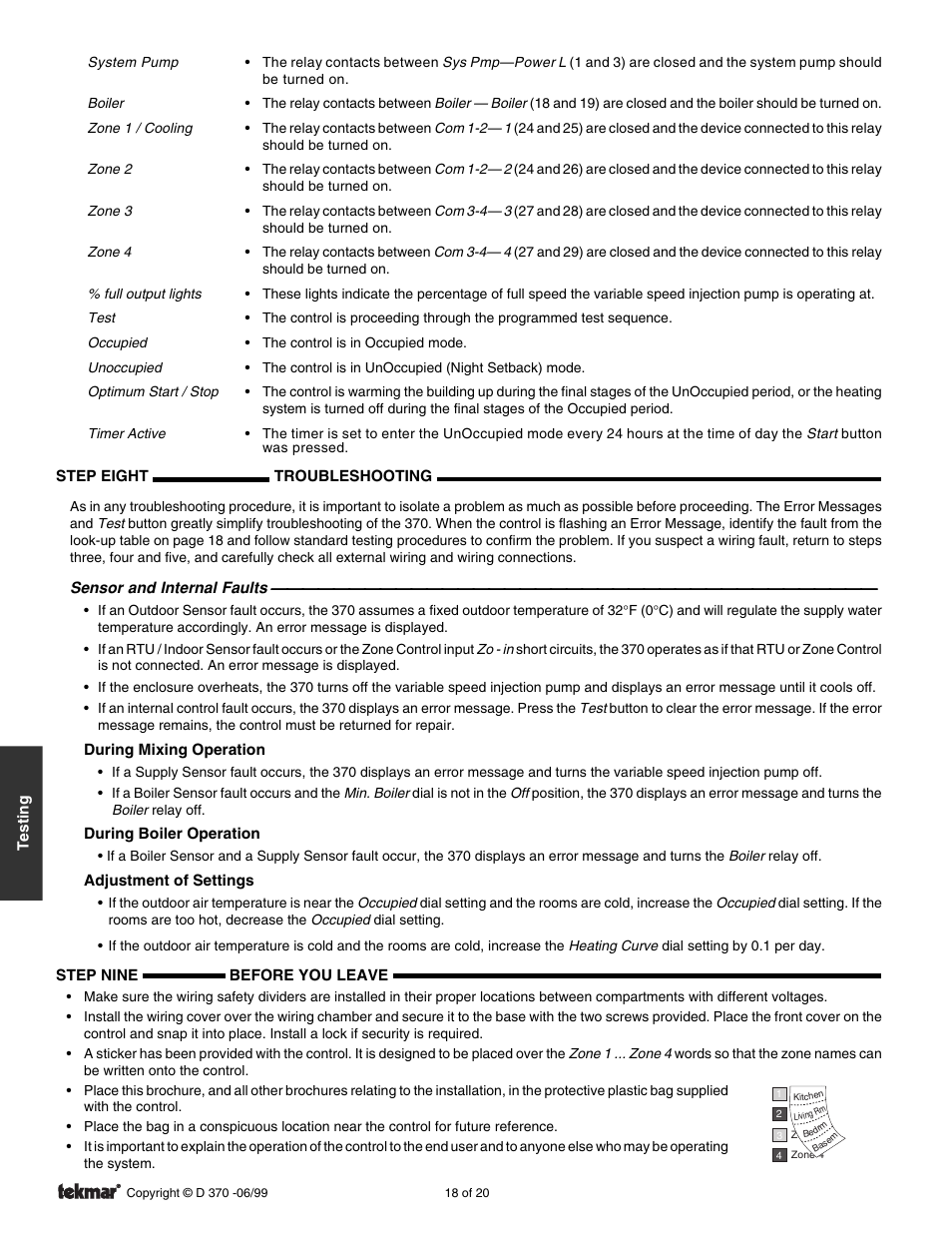 tekmar 370 House Control User Manual | Page 18 / 20