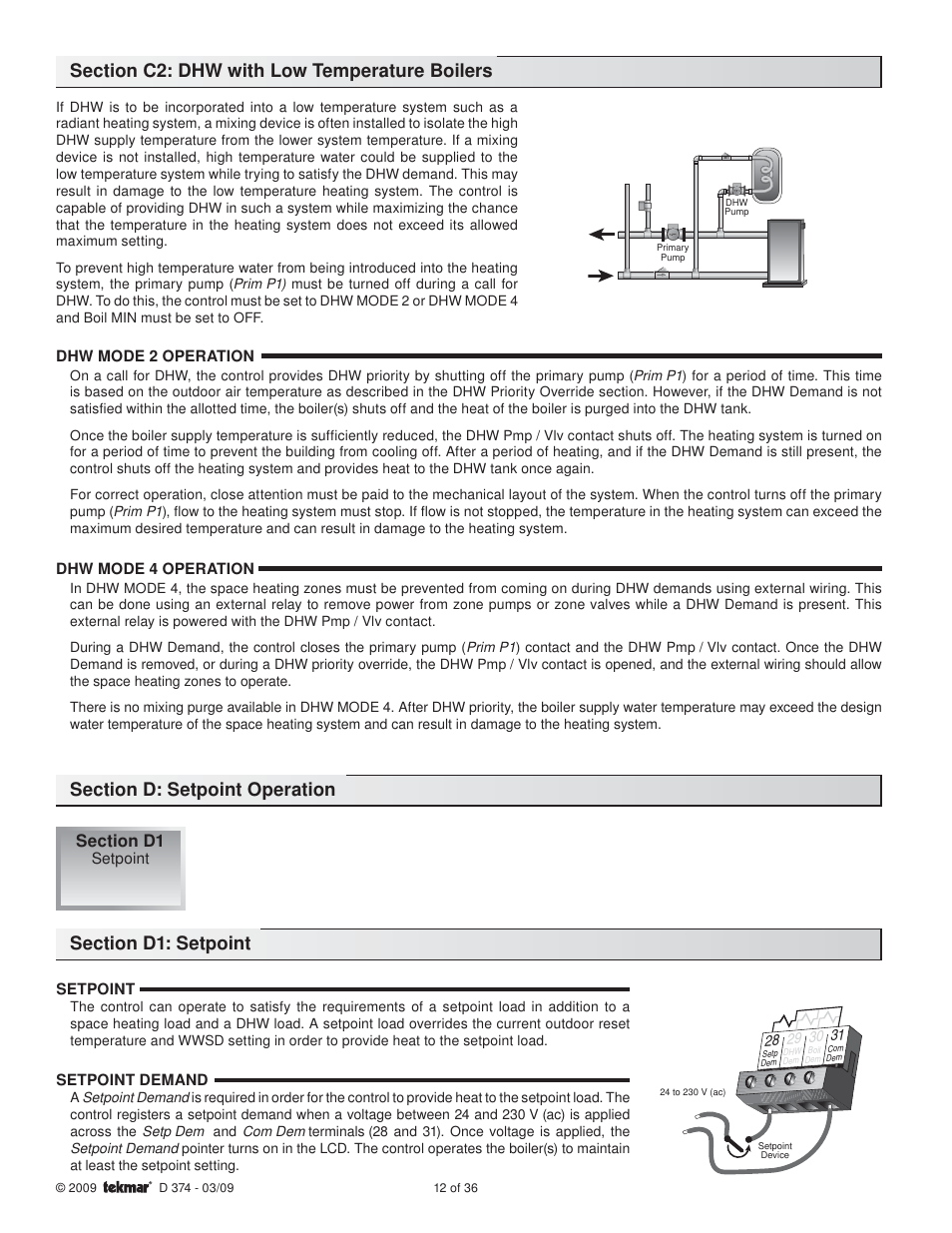 tekmar 374 Universal Reset Control User Manual | Page 12 / 36