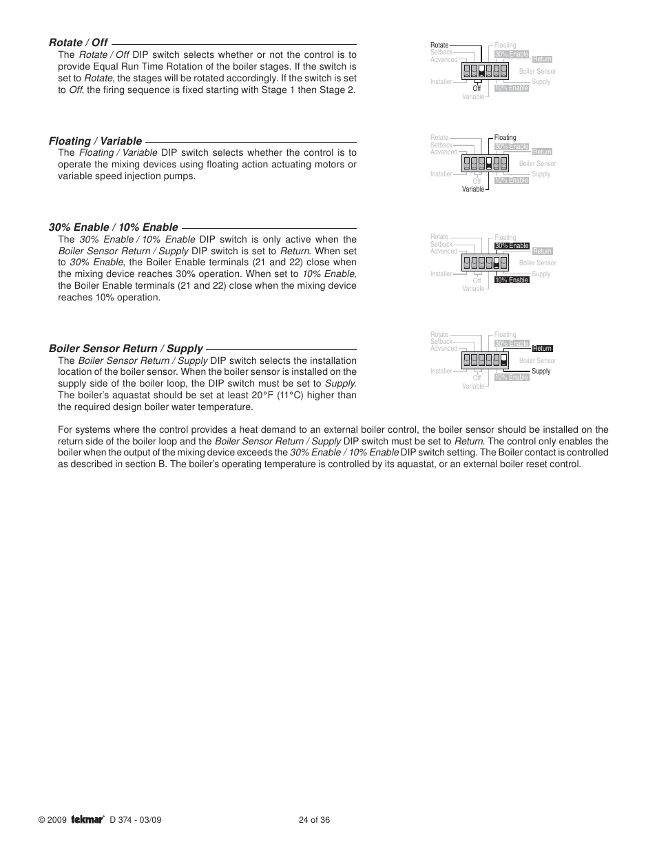 tekmar 374 Universal Reset Control User Manual | Page 24 / 36