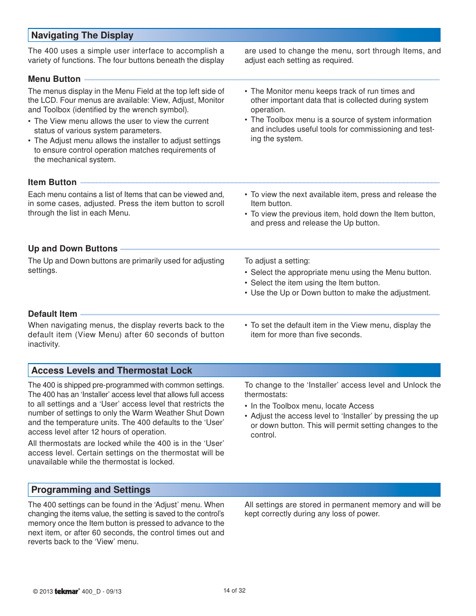 tekmar 400 House Control Installation User Manual | Page 14 / 32