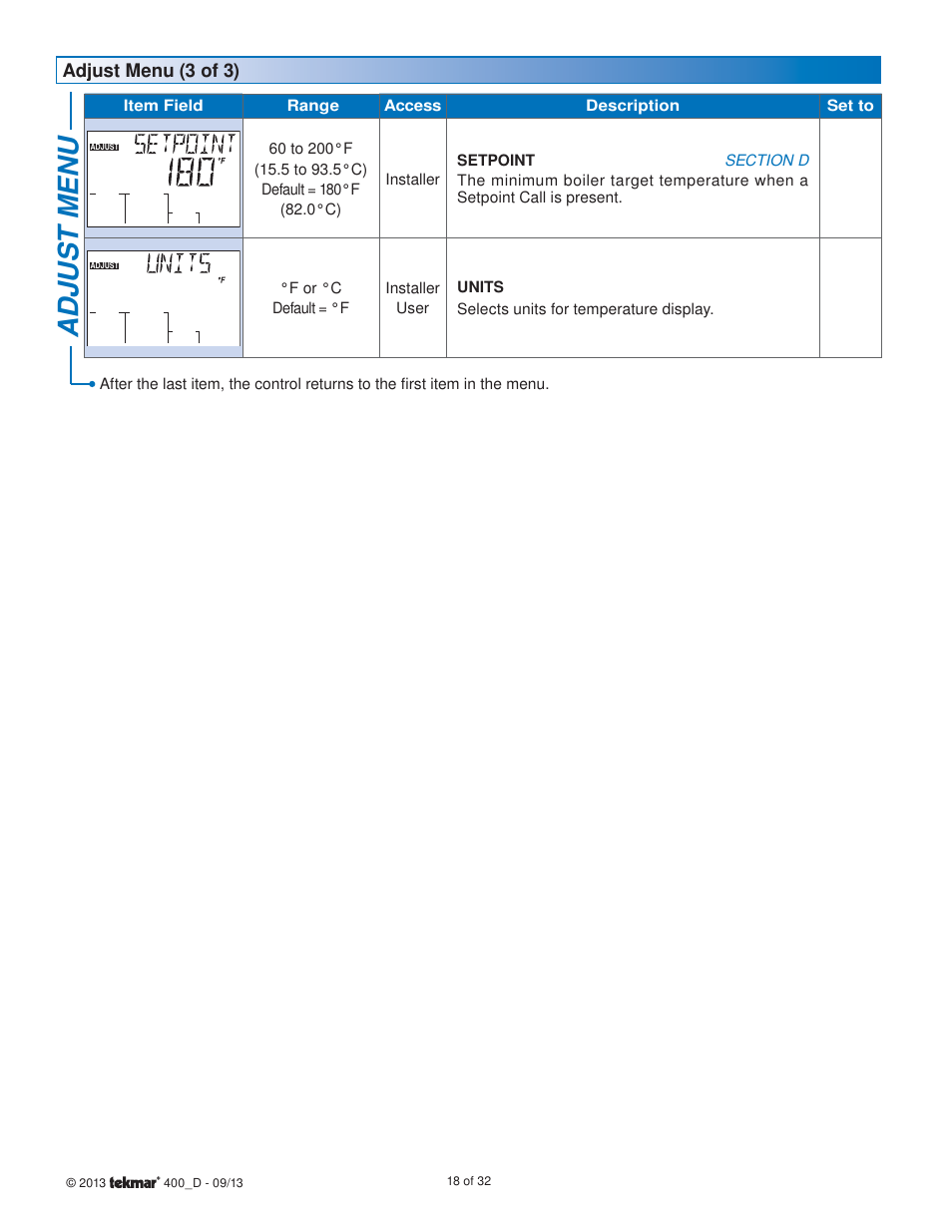 tekmar 400 House Control Installation User Manual | Page 18 / 32