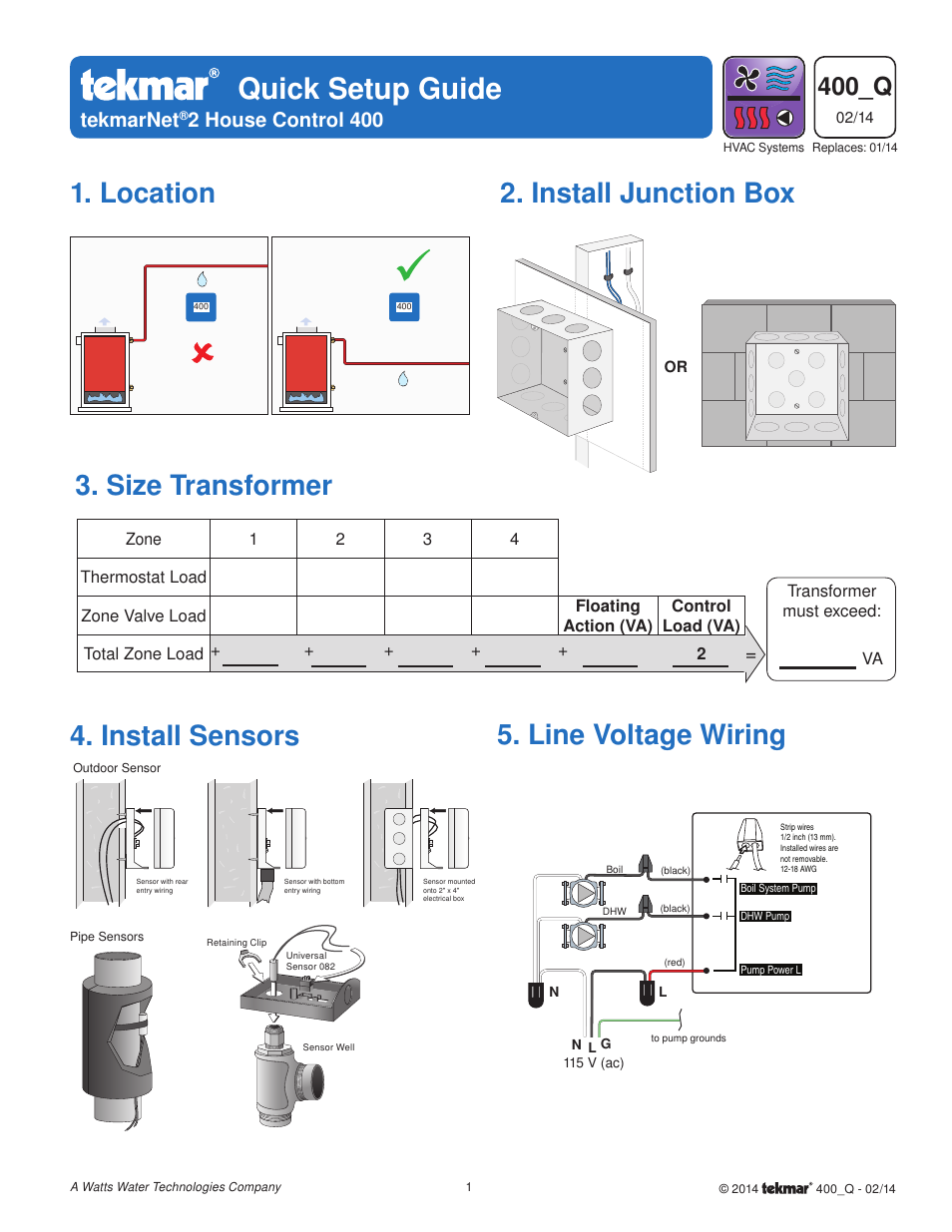 tekmar 400 House Control Quick Start User Manual | 12 pages