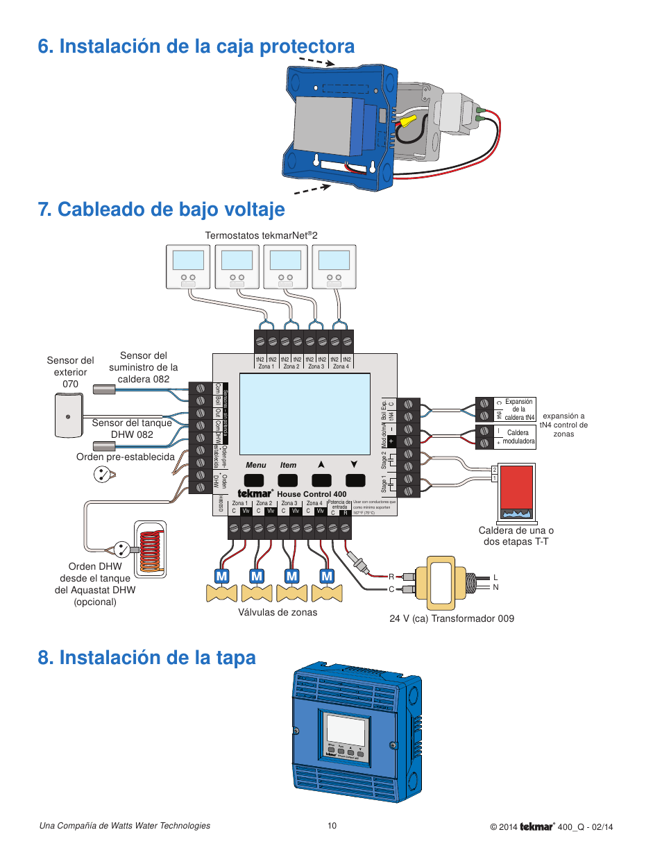 Cableado de bajo voltaje | tekmar 400 House Control Quick Start User Manual | Page 10 / 12