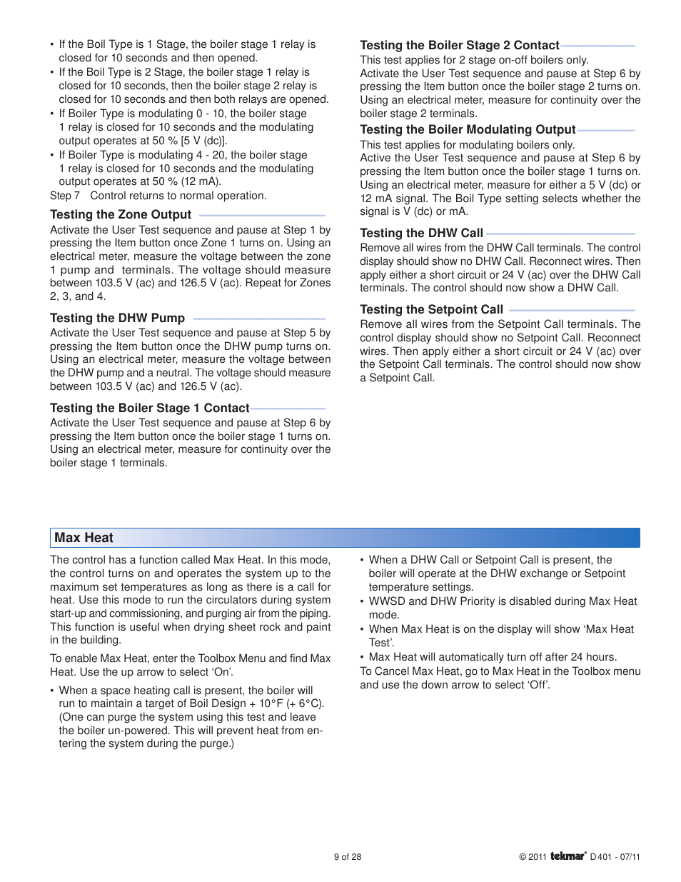 tekmar 401 House Control Installation User Manual | Page 9 / 28