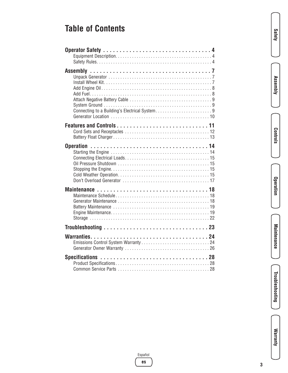 Briggs & Stratton 8000 Watt User Manual | Page 3 / 28
