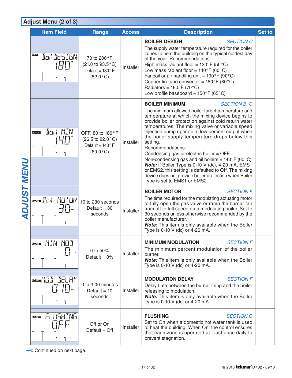 tekmar 402 House Control Installation User Manual | Page 17 / 32