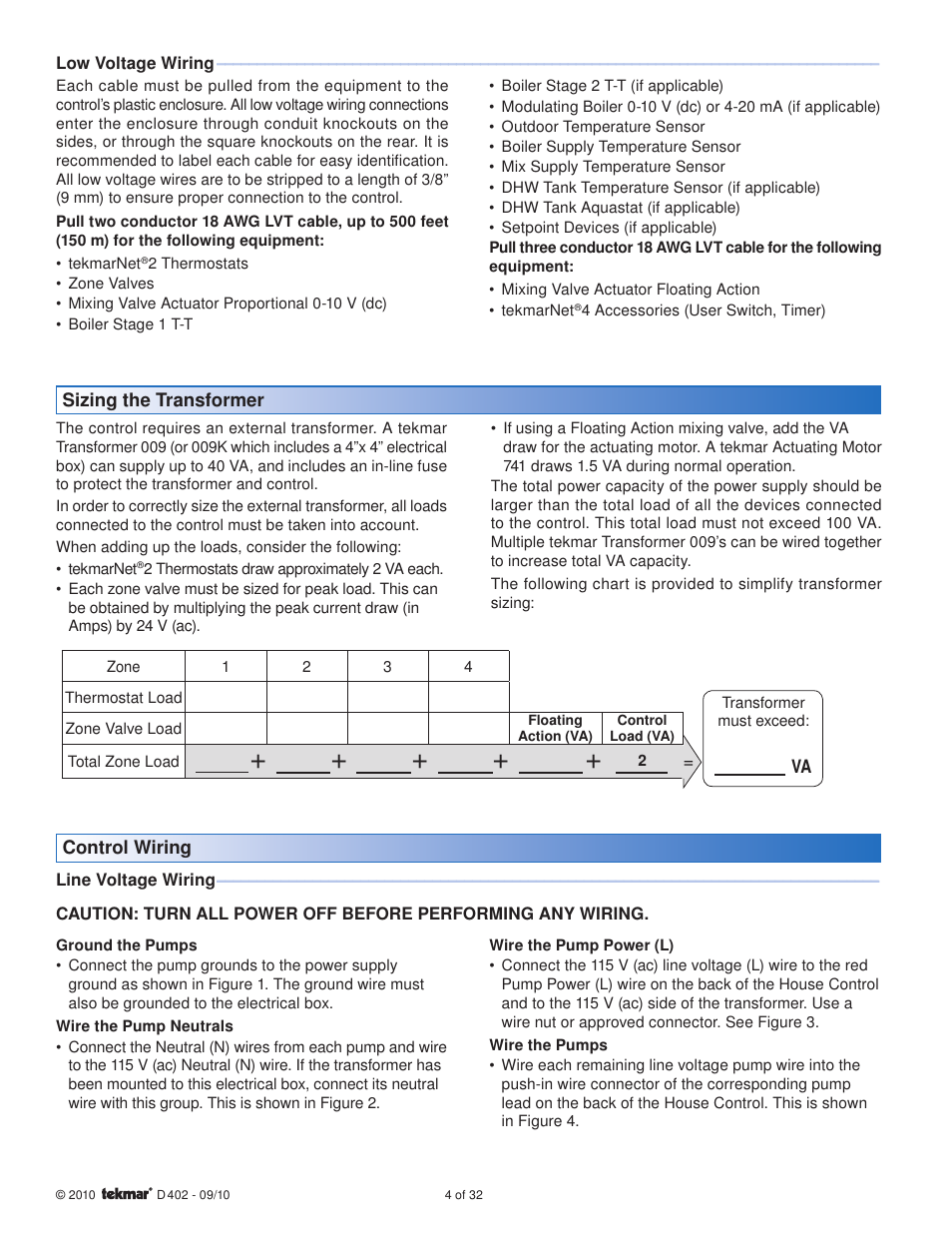 tekmar 402 House Control Installation User Manual | Page 4 / 32