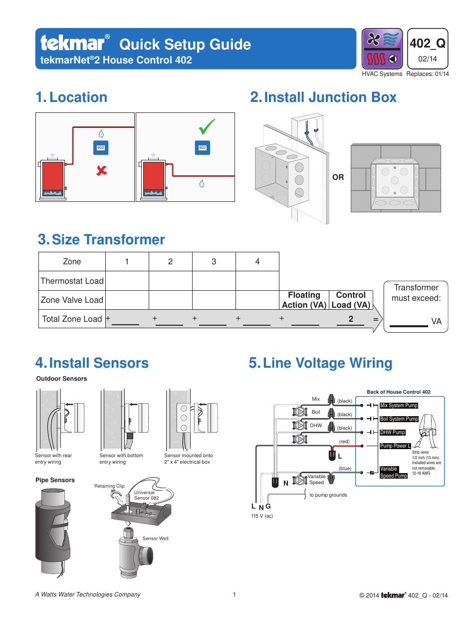 tekmar 402 House Control Quick Start User Manual | 12 pages