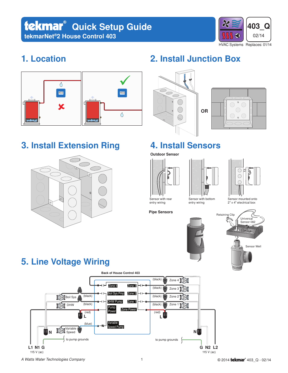 tekmar 403 House Control Quick Start User Manual | 12 pages