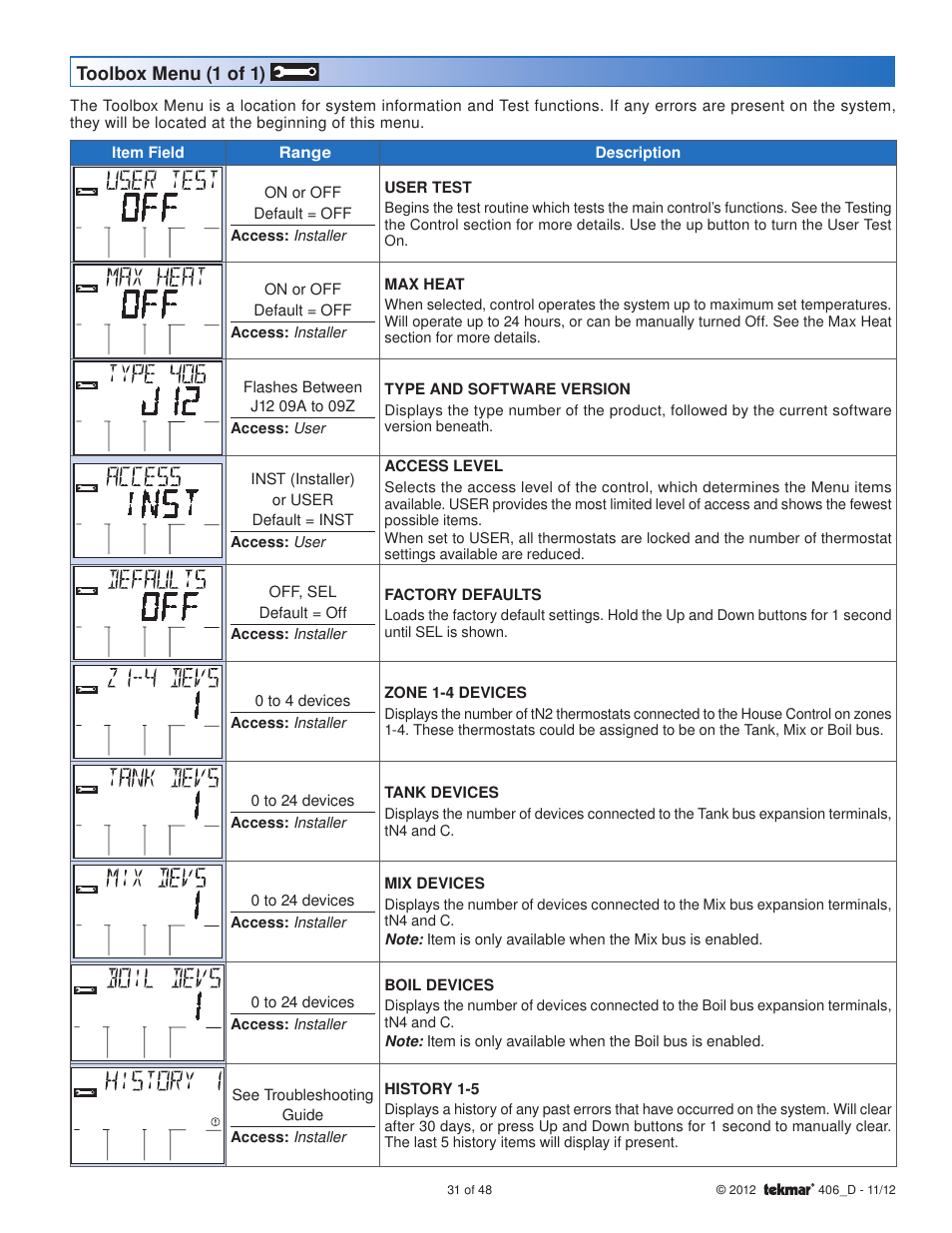 tekmar 406 House Control Installation User Manual | Page 31 / 48