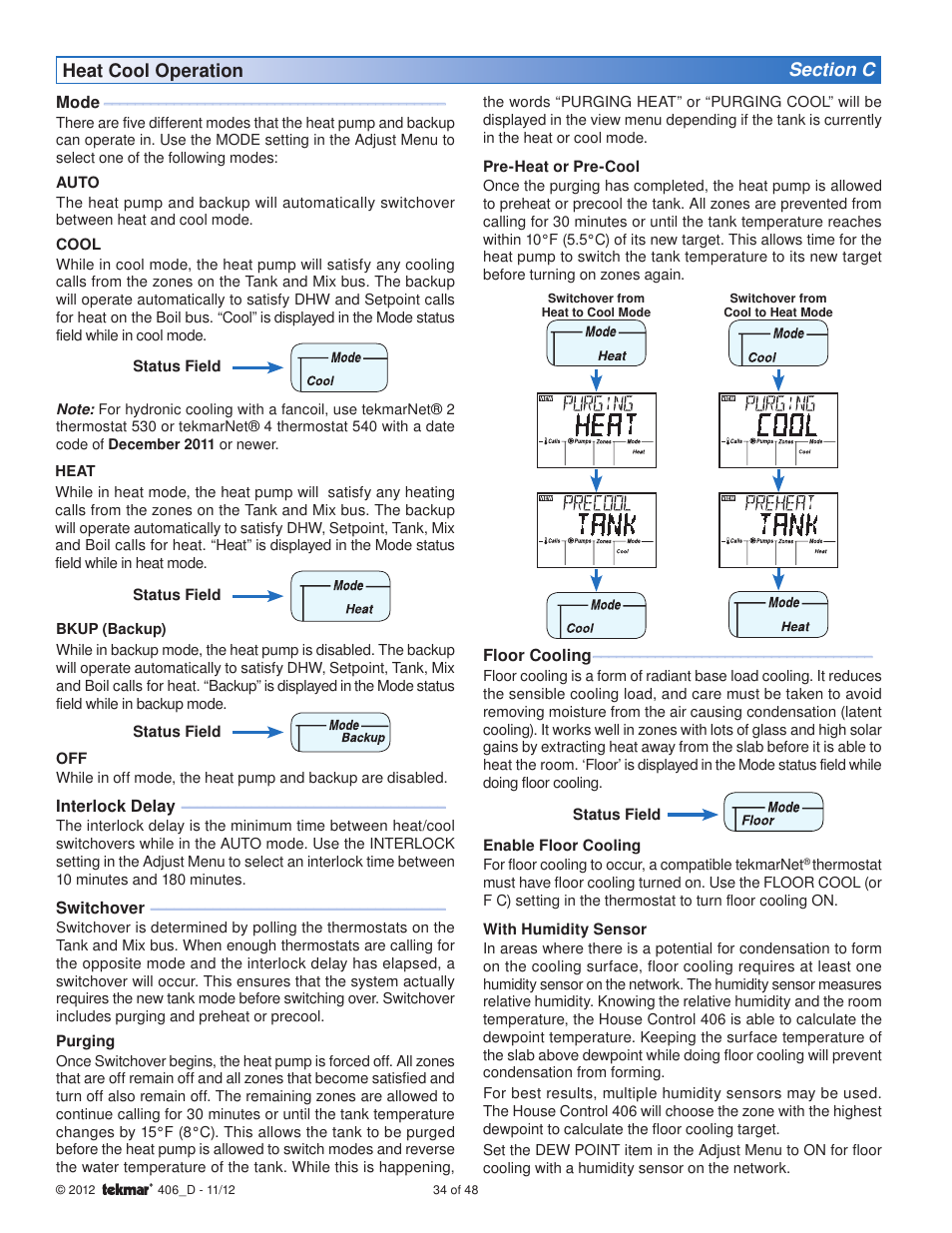 tekmar 406 House Control Installation User Manual | Page 34 / 48