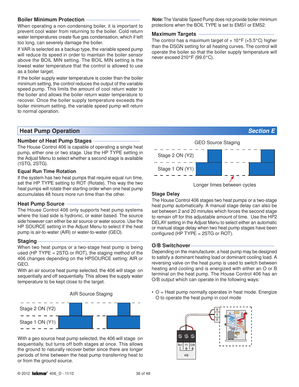 tekmar 406 House Control Installation User Manual | Page 36 / 48