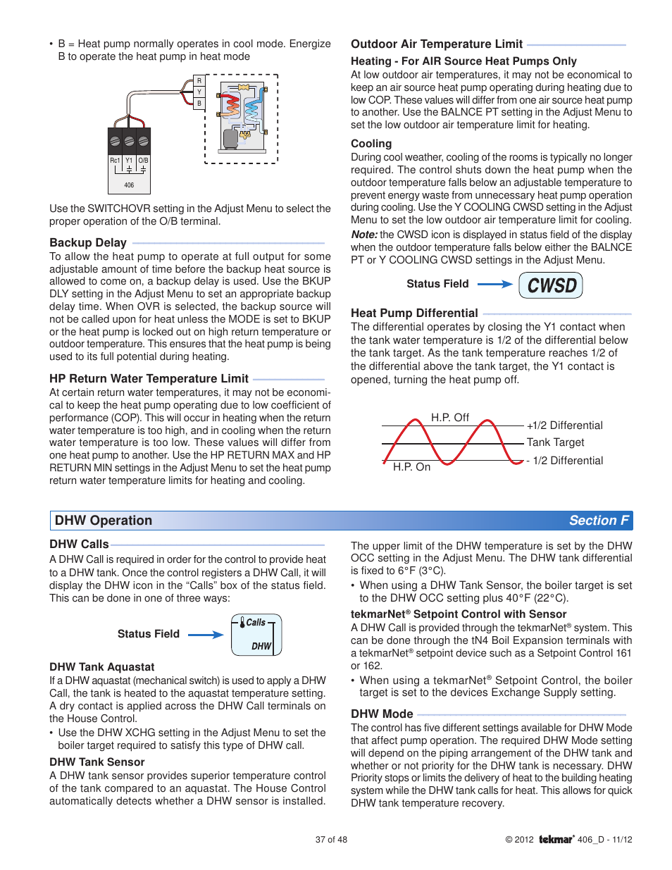 tekmar 406 House Control Installation User Manual | Page 37 / 48