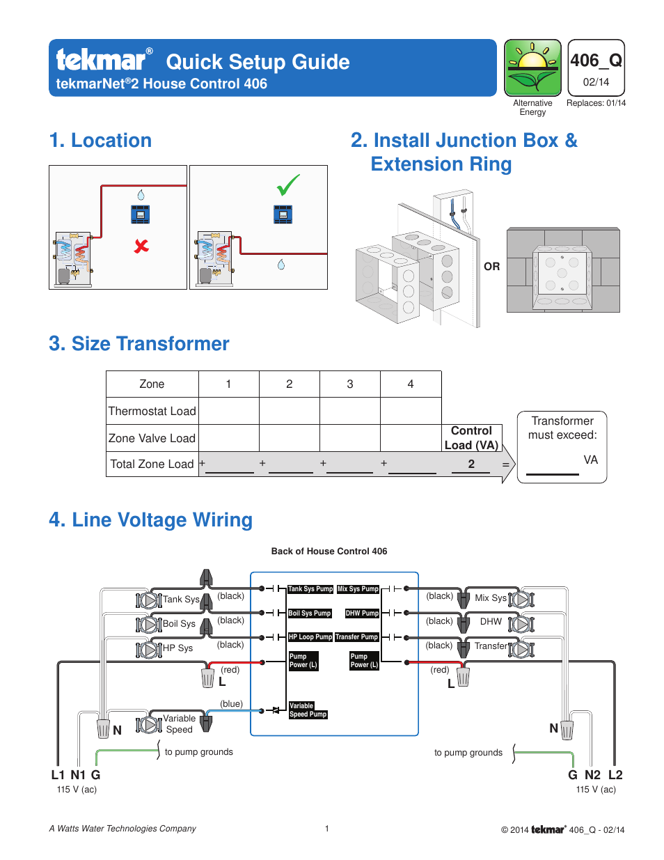 tekmar 406 House Control Quick Start User Manual | 12 pages