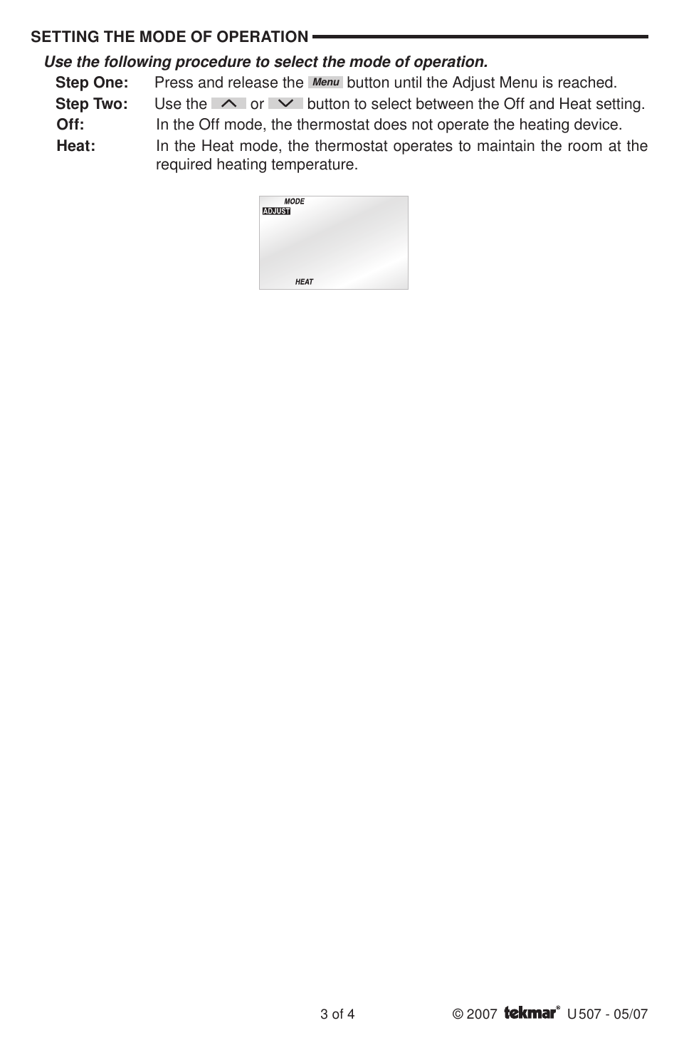 tekmar 507 Thermostat User Manuals User Manual | Page 3 / 4