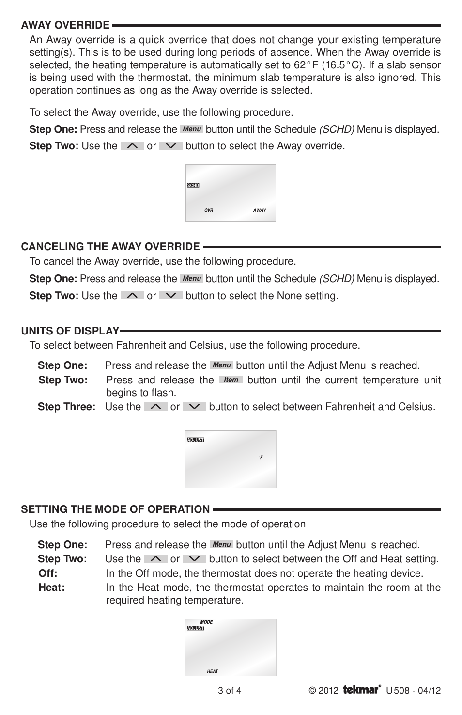 tekmar 509 Thermostat User Manuals User Manual | Page 3 / 4