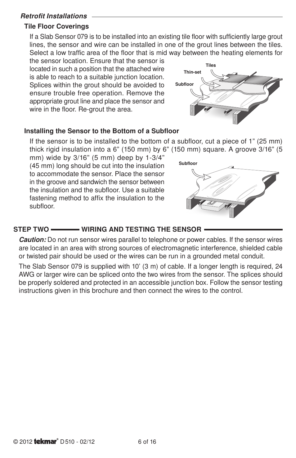 tekmar 511 Programmable Thermostat Installation User Manual | Page 6 / 16