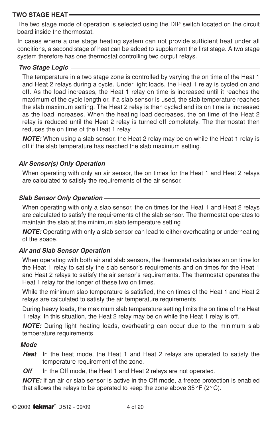 tekmar 512 Programmable Thermostat Installation User Manual | Page 4 / 20