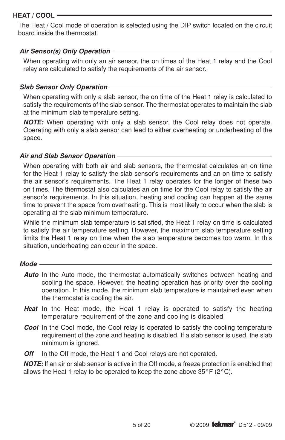 tekmar 512 Programmable Thermostat Installation User Manual | Page 5 / 20