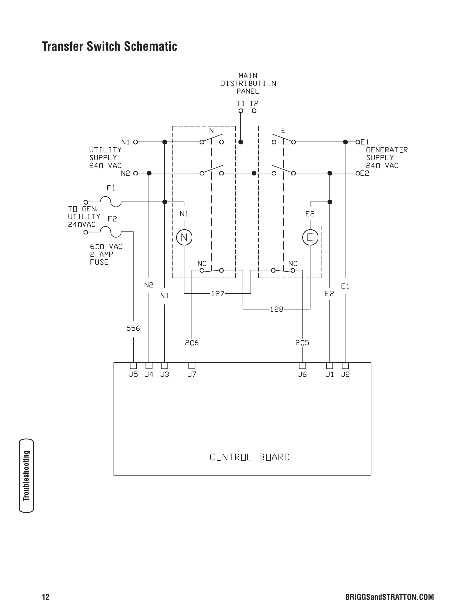 Transfer switch schematic | Briggs & Stratton Switch User Manual | Page 12 / 40