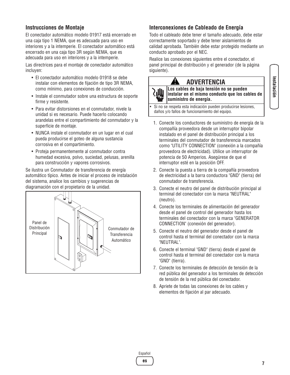 Advertencia | Briggs & Stratton Switch User Manual | Page 23 / 40