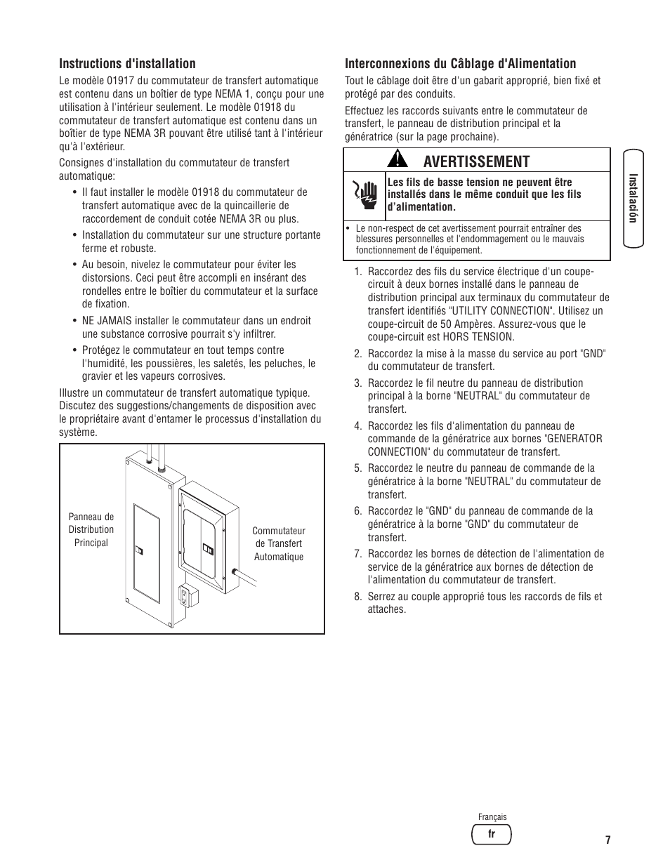 Avertissement | Briggs & Stratton Switch User Manual | Page 35 / 40