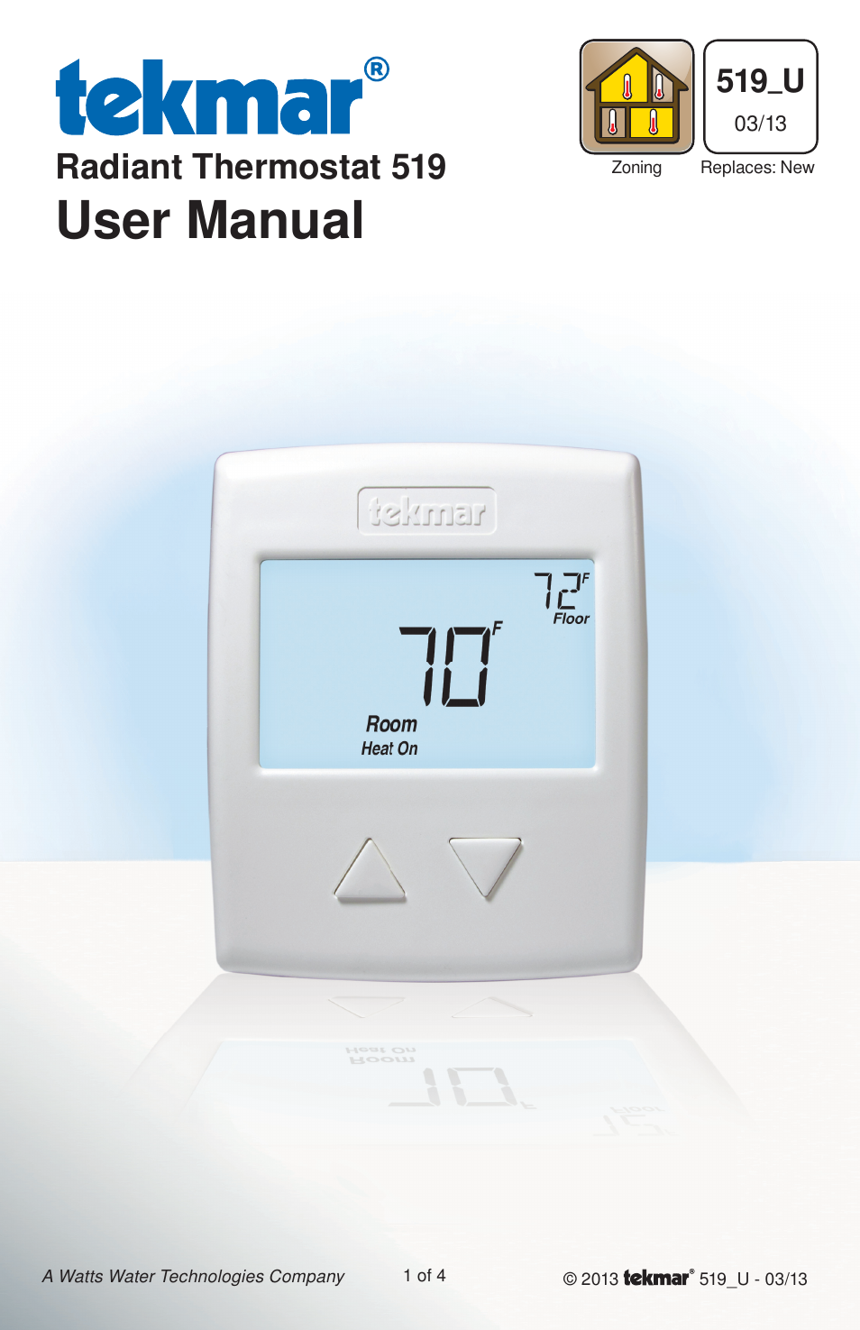 tekmar 519 Thermostat User Manuals User Manual | 4 pages