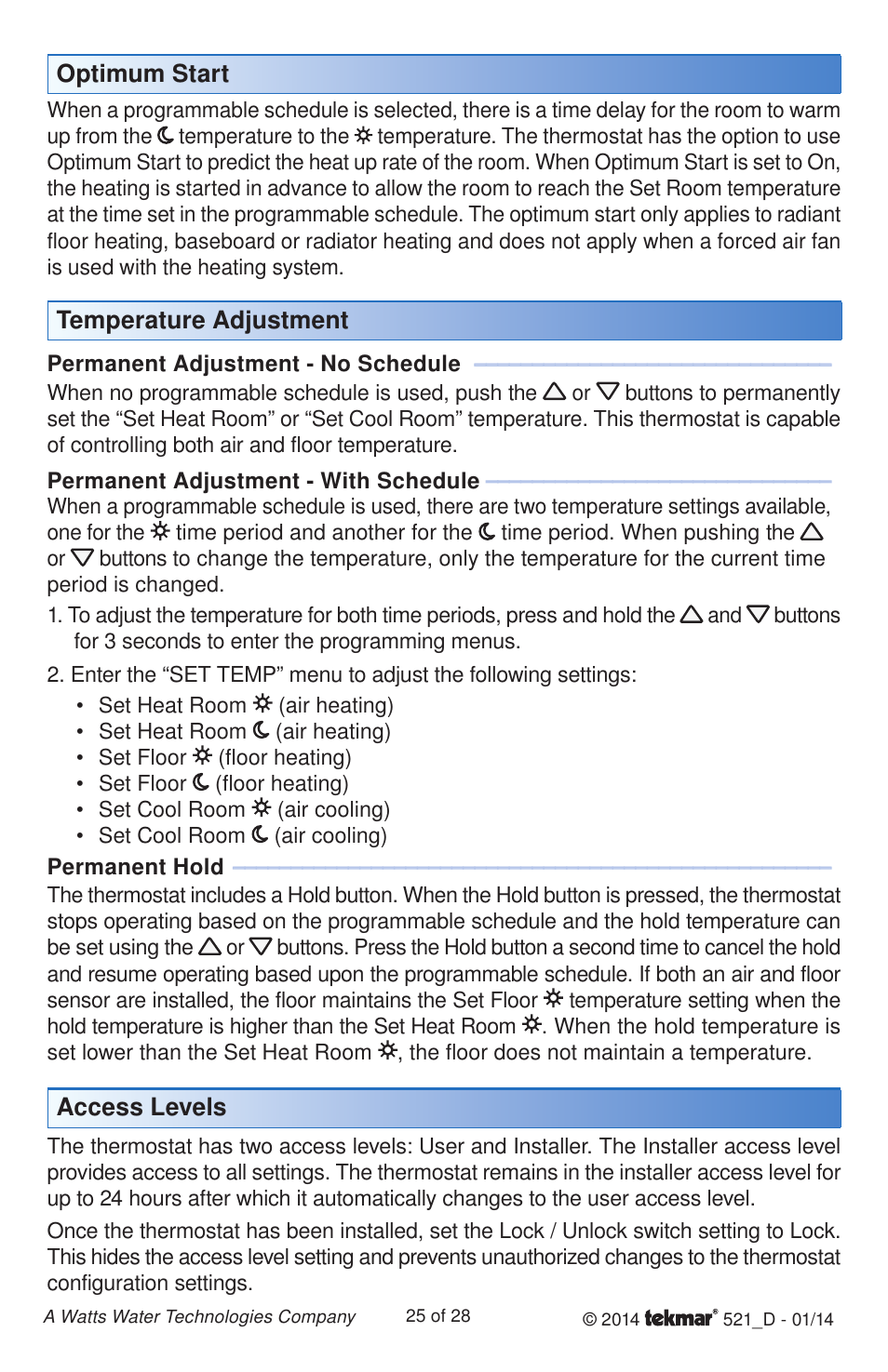 tekmar 521 Programmable Thermostat Installation User Manual | Page 25 / 28