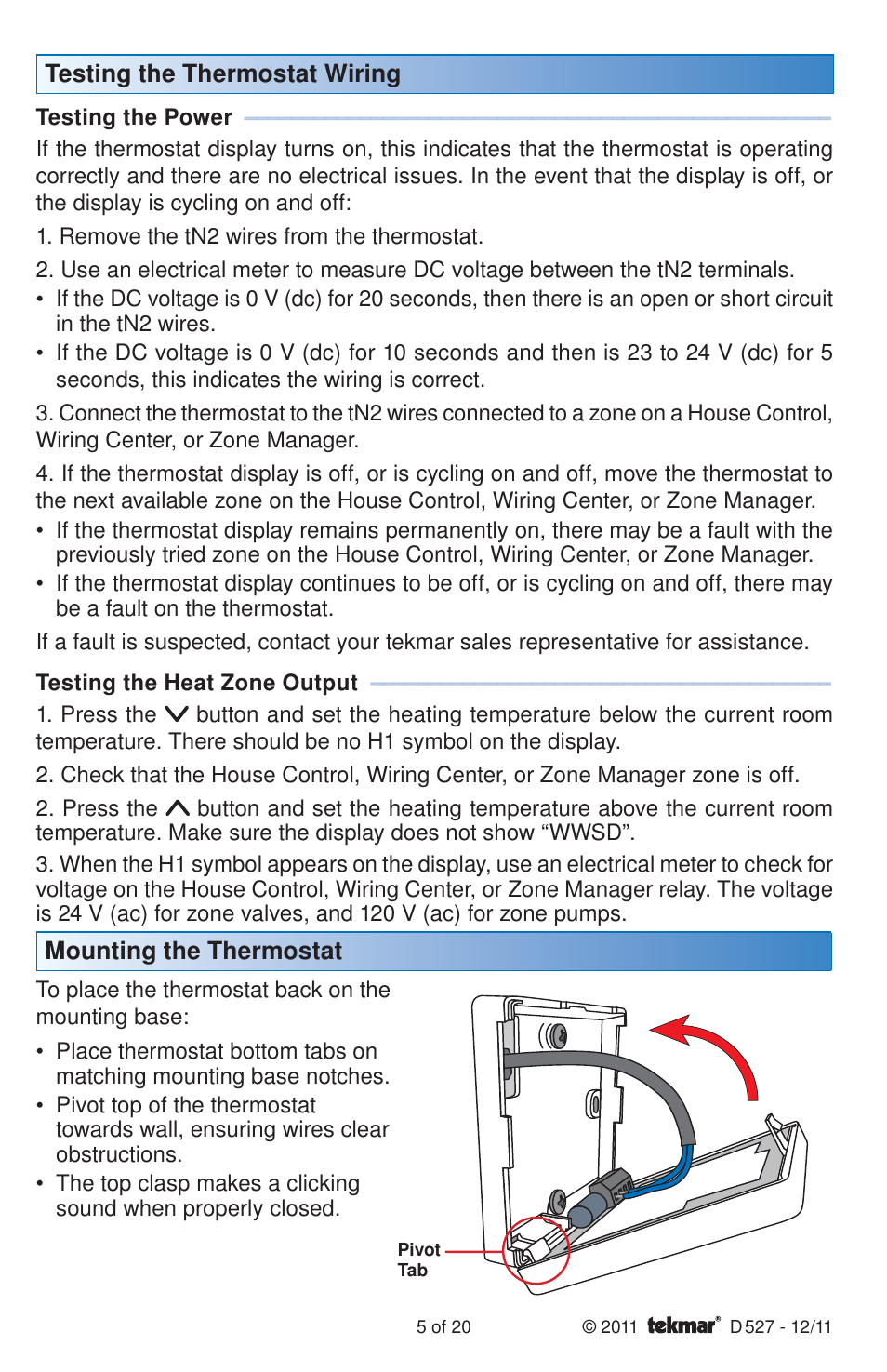 tekmar 527 Thermostat Installation User Manual | Page 5 / 20