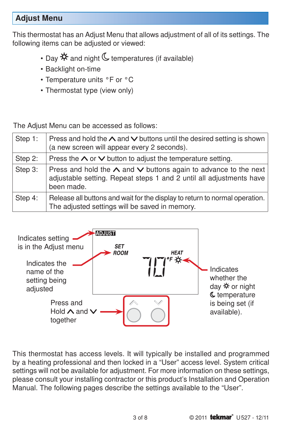 tekmar 527 Thermostat User Manuals User Manual | Page 3 / 8