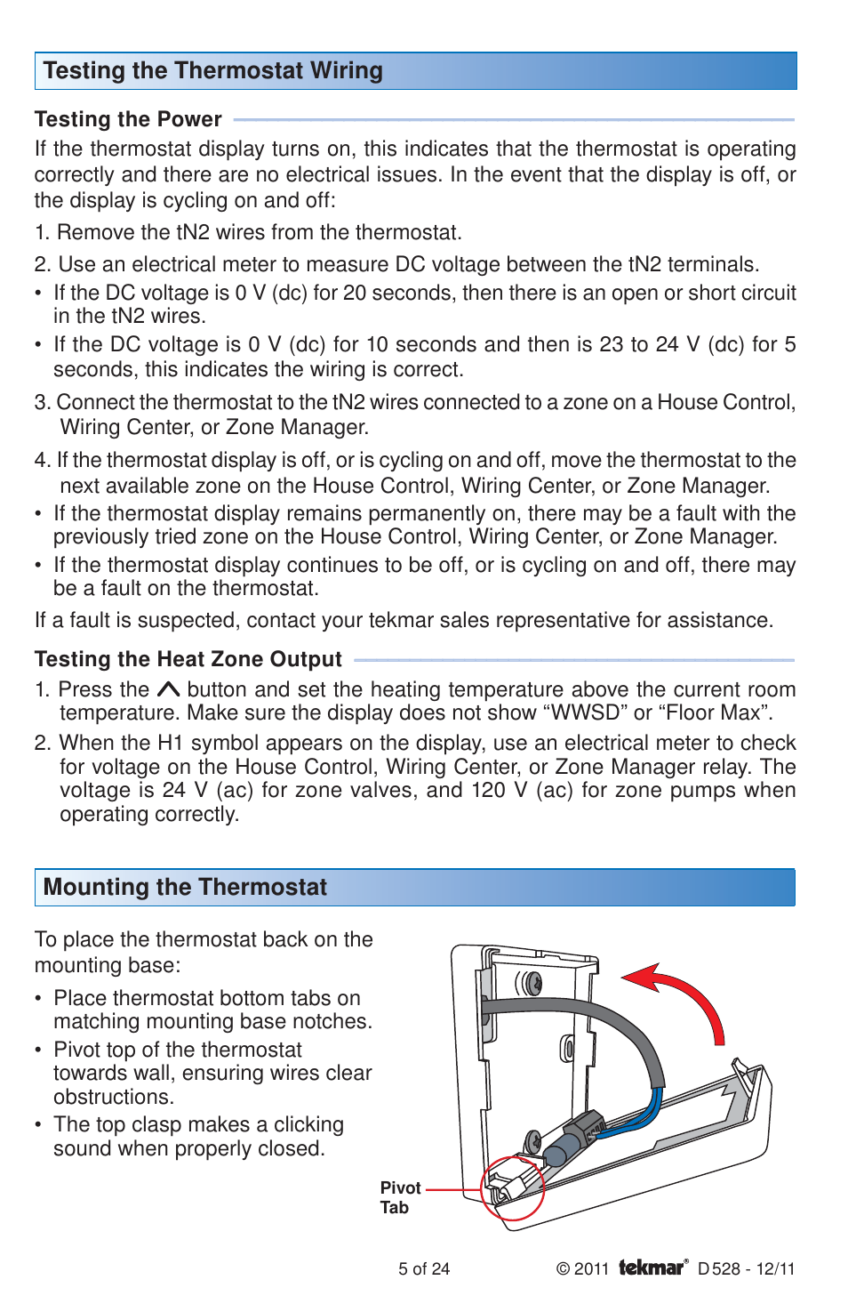 tekmar 528 Thermostat Installation User Manual | Page 5 / 24