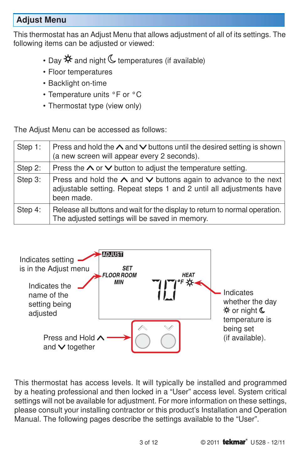 tekmar 528 Thermostat User Manuals User Manual | Page 3 / 12