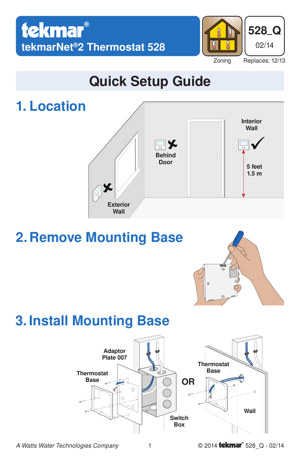 tekmar 528 Thermostat Quick Start User Manual | 12 pages