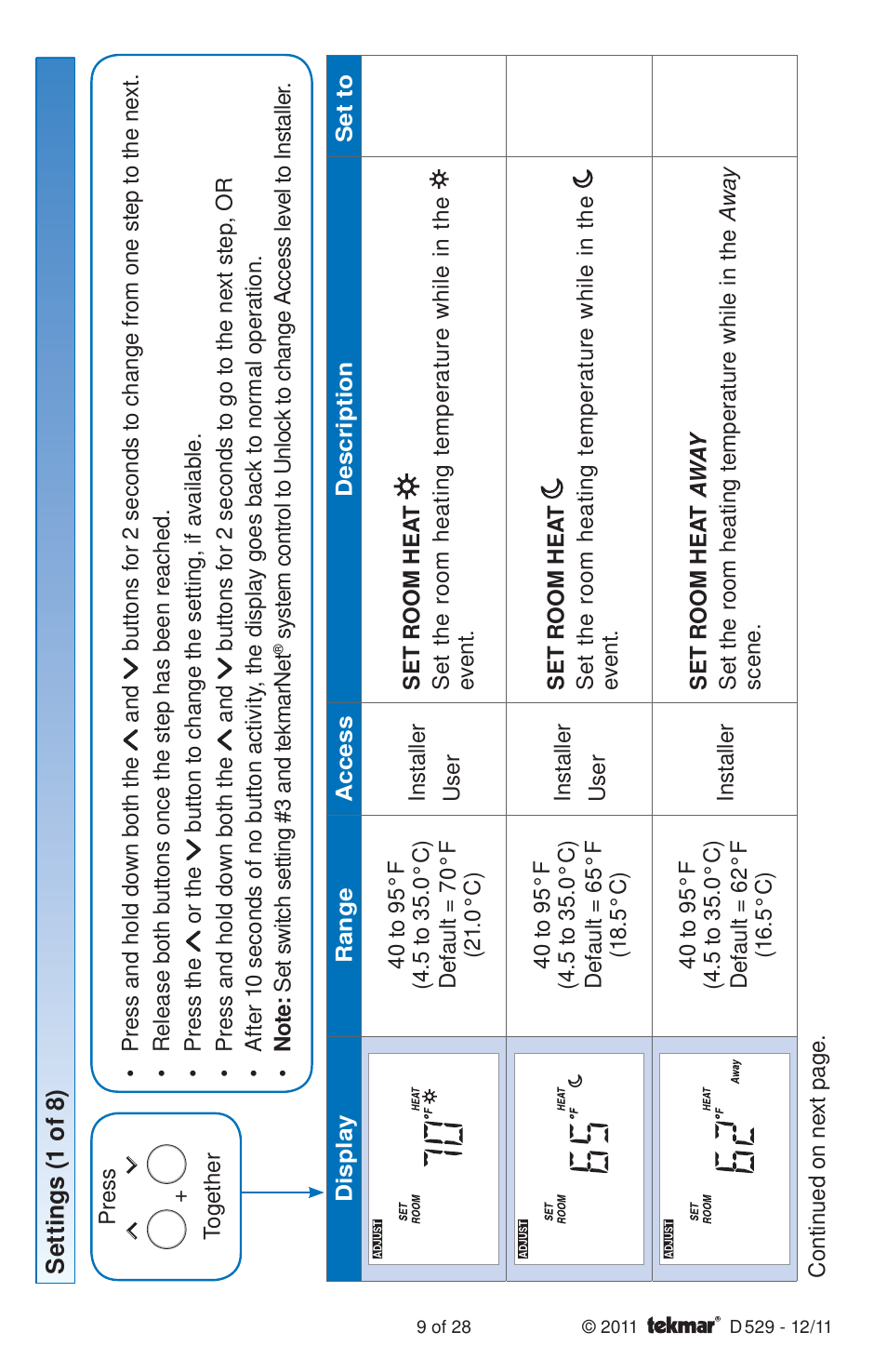 tekmar 529 Thermostat Installation User Manual | Page 9 / 28