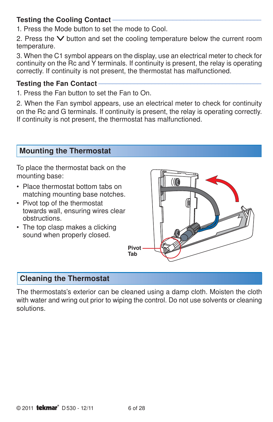 tekmar 530 Thermostat Installation User Manual | Page 6 / 28
