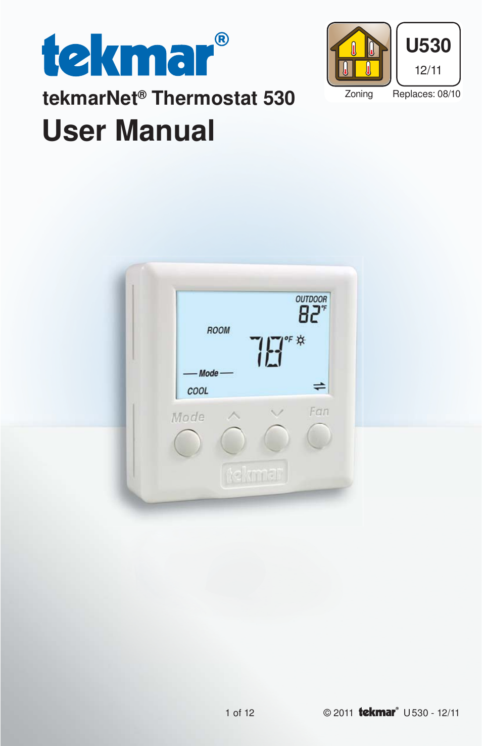 tekmar 530 Thermostat User Manuals User Manual | 12 pages